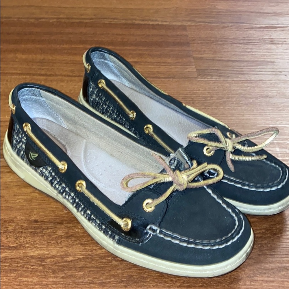Black and Gold Sperrys